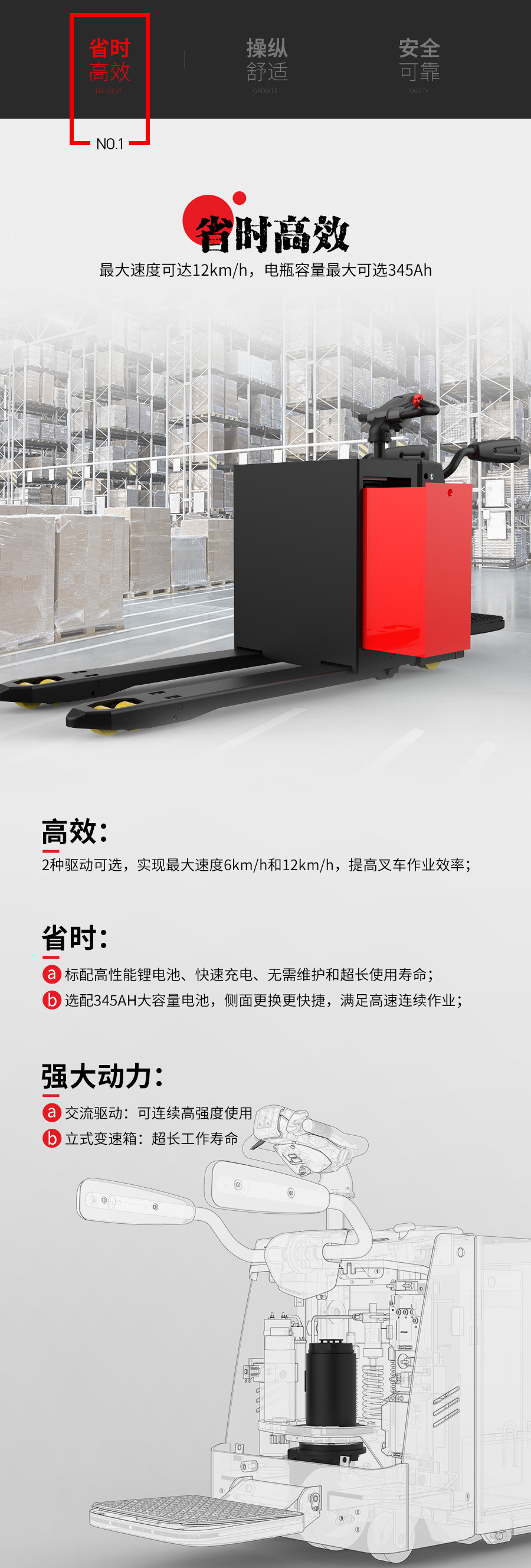 中力2噸鋰電池踏板式全電動(dòng)搬運車(chē)
